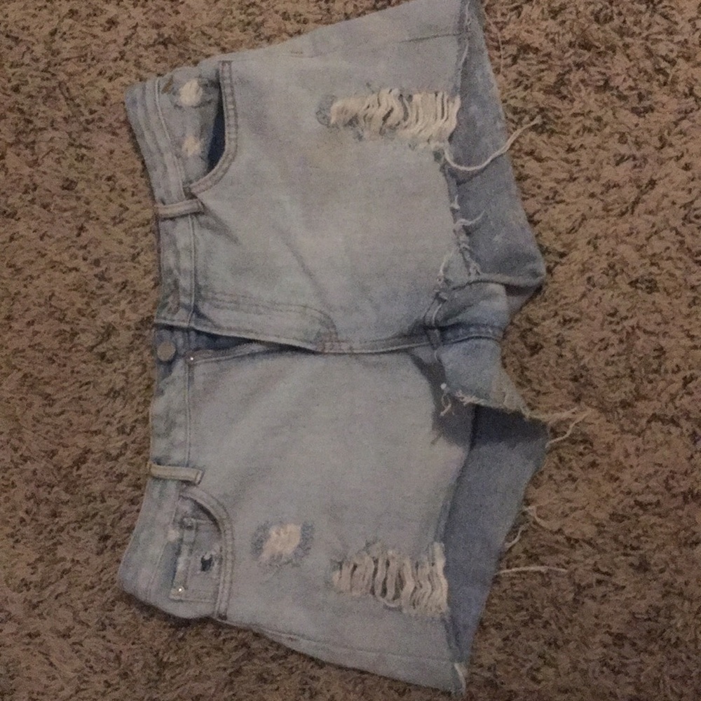 Light wash denim shorts